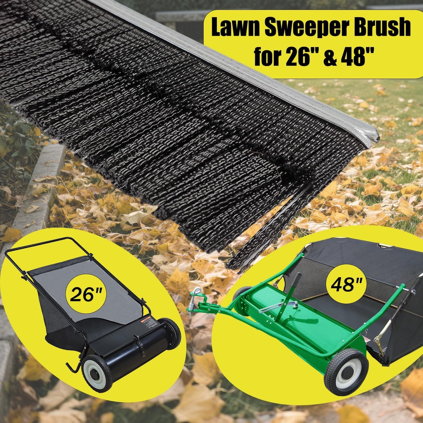 24" Lawn Sweeper Brush Replacement for 26" & 48" Tow Behind Lawn & Leaf Sweeper, 4 Pack