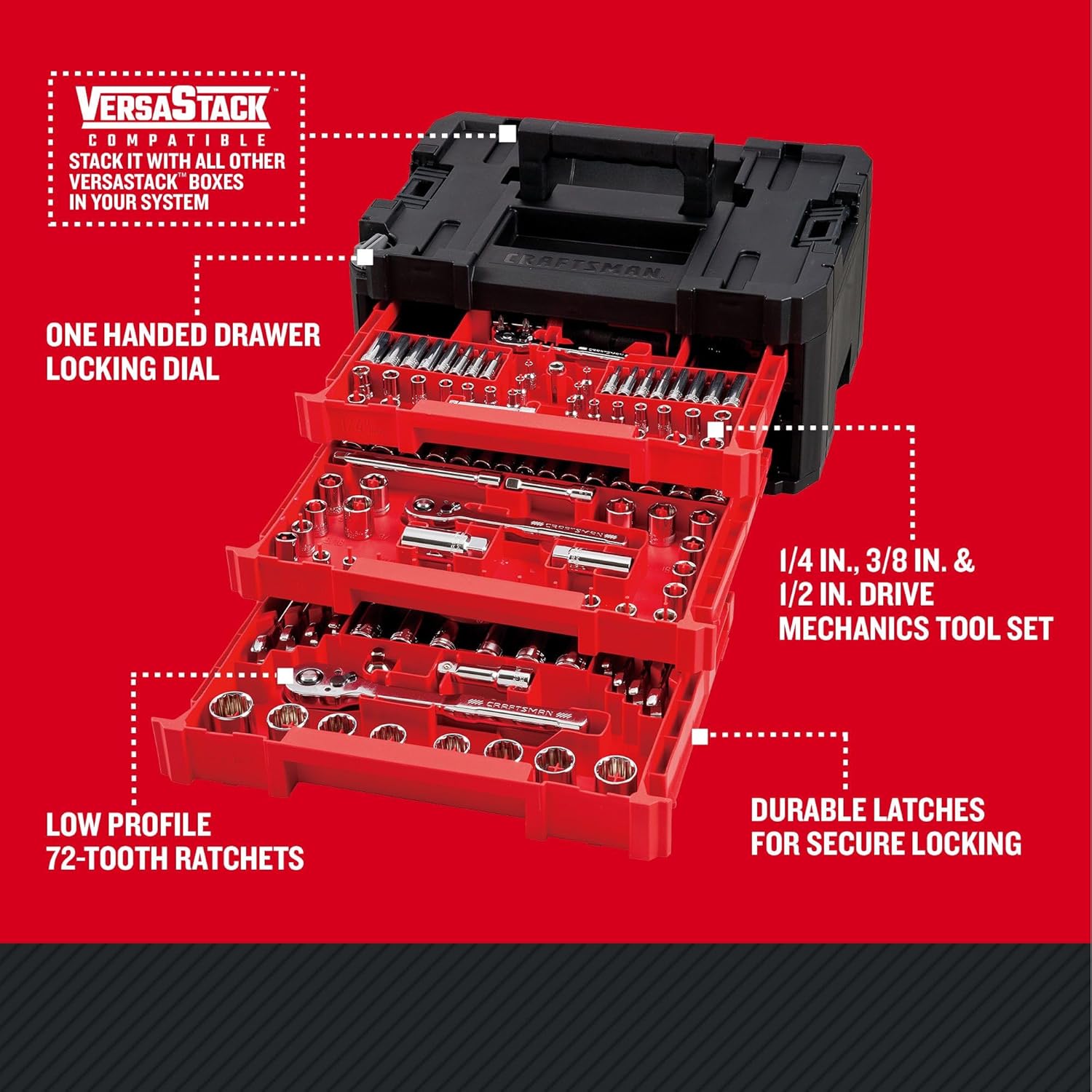 Craftsman 262-Piece Mechanic Tool Set with 3-Drawer VERSASTACK Box, SA