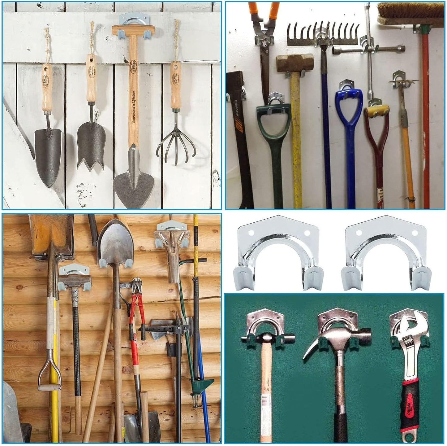 5 Pack Hanger Hooks Set with Screws, Wall Mounted Tool Hangers Garage Storage Hooks for Garage Shed Hanging Bracket Garden Tools