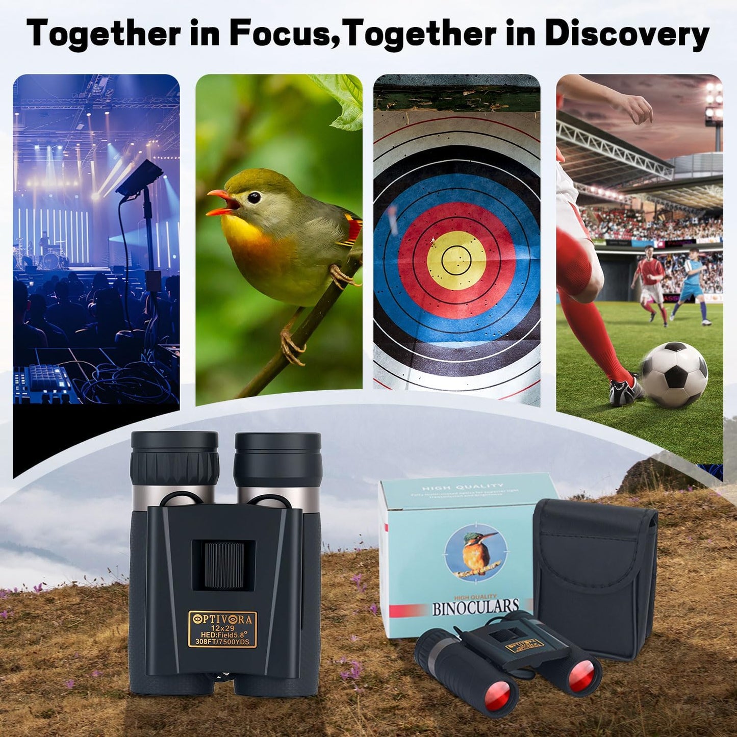 12×29 Compact Binoculars for Adults High Powered Small Size and Portable,Mini Binoculars for Adults Suitable for Bird Watching,Travel,Opera,Concert,Outdoor Hunting with Carrying Bag