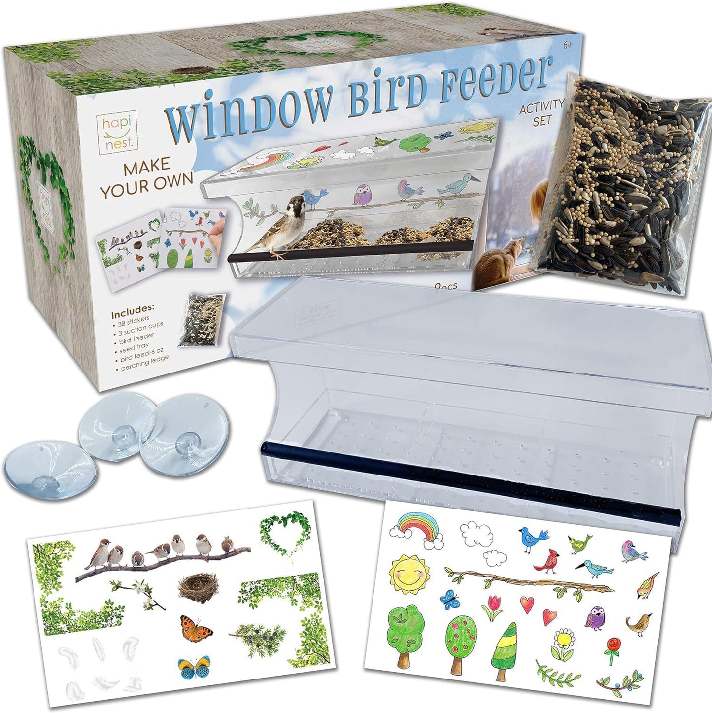 Hapinest Decorate Your Own Window Bird Feeder Craft Kit - Gifts for Ki