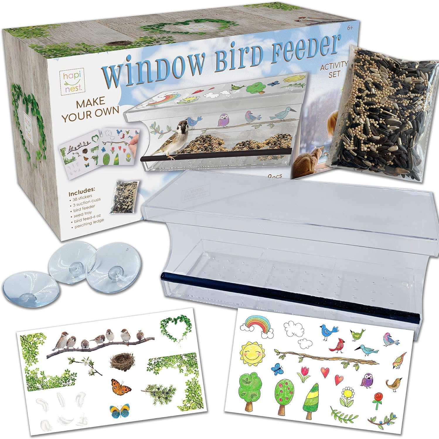 Hapinest Decorate Your Own Window Bird Feeder Craft Kit - Gifts for Ki