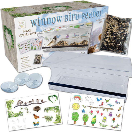 Hapinest Decorate Your Own Window Bird Feeder Craft Kit - Gifts for Kids Girls and Boys Ages 6 7 8 9 10 Years Old and Up