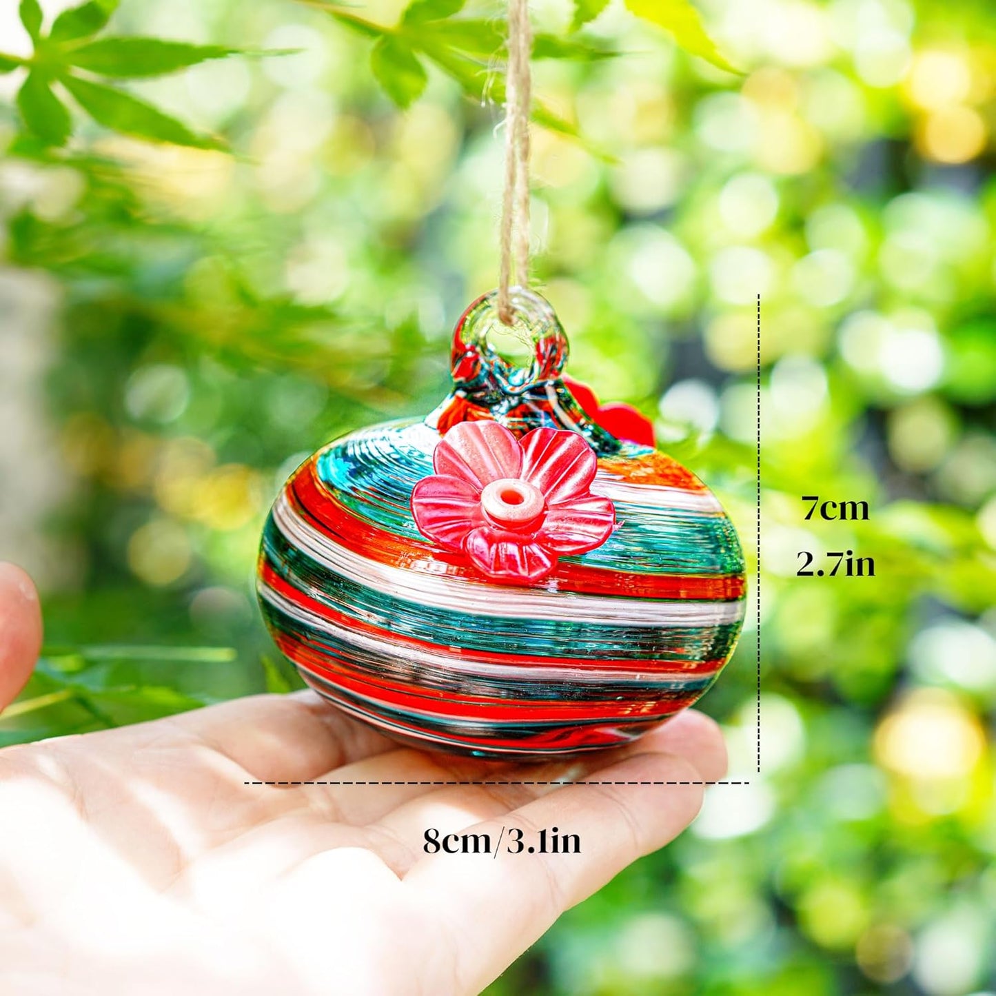 kanpura 6 PCS Hummingbird Feeders for Outdoors Hand Blown Glass Hummingbird Feeder with 2 Flower Feeding Ports Never Fade, Gardening Gifts for Woman Man