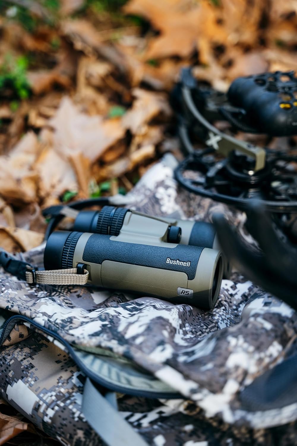 Bushnell R5 10x42 Binoculars - Waterproof, Dielectric Multi-Coated Optics with EXO Barrier Lens Protection for Long Range Viewing and Hunting, Includes Vault Lite Bino Chest Harness & Neck Strap