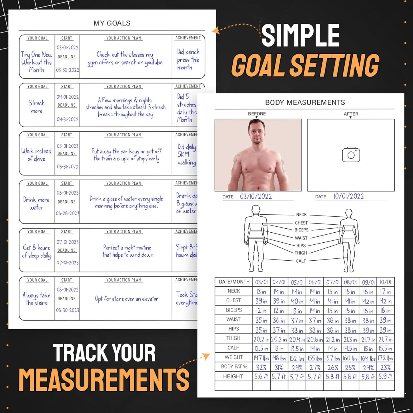 Nextnoid Hardcover Fitness Journal Workout Planner for Men & Women - A