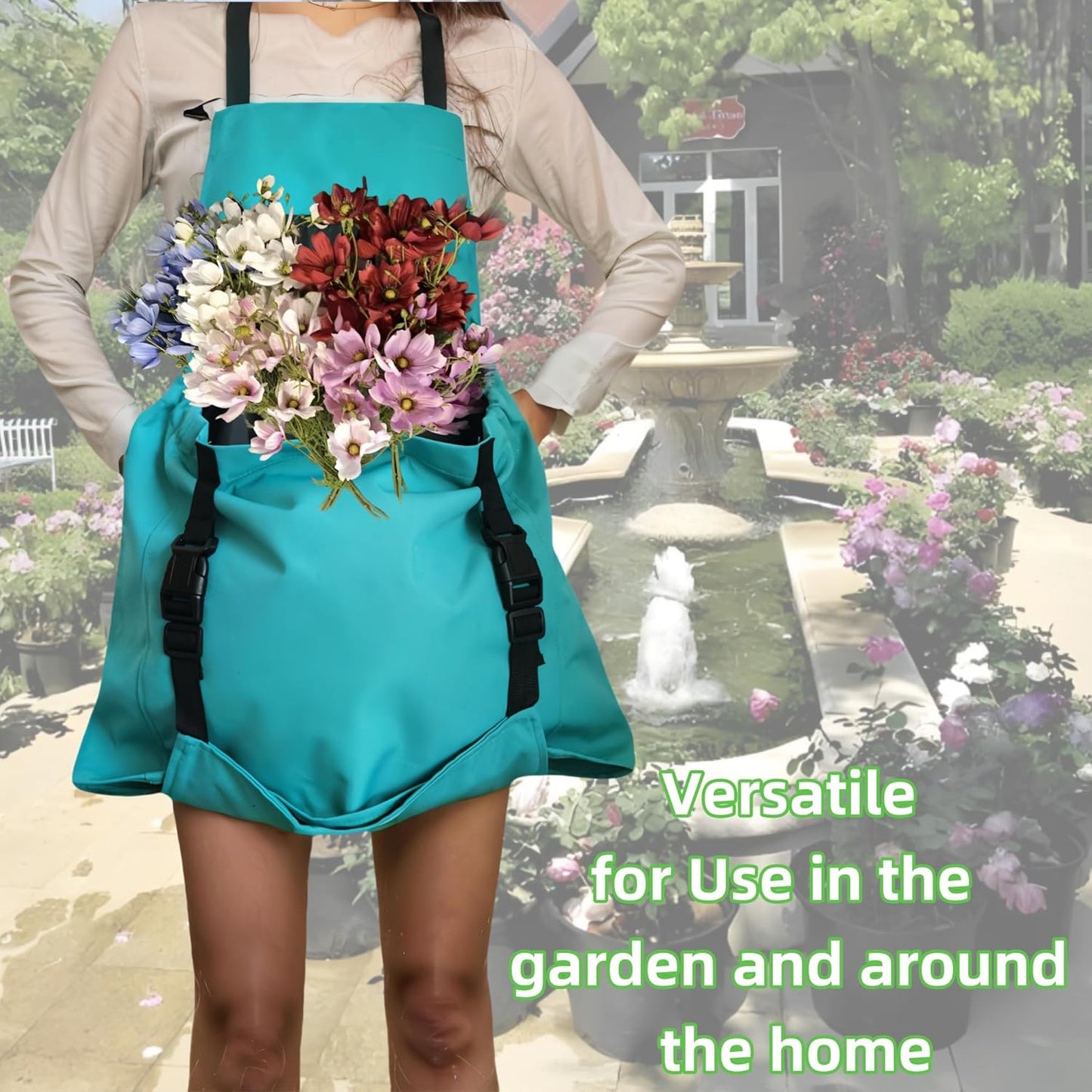 Gardening Aprons for Women and Men with Big Pockets - Picker Picking Tools for Harvesting, Green