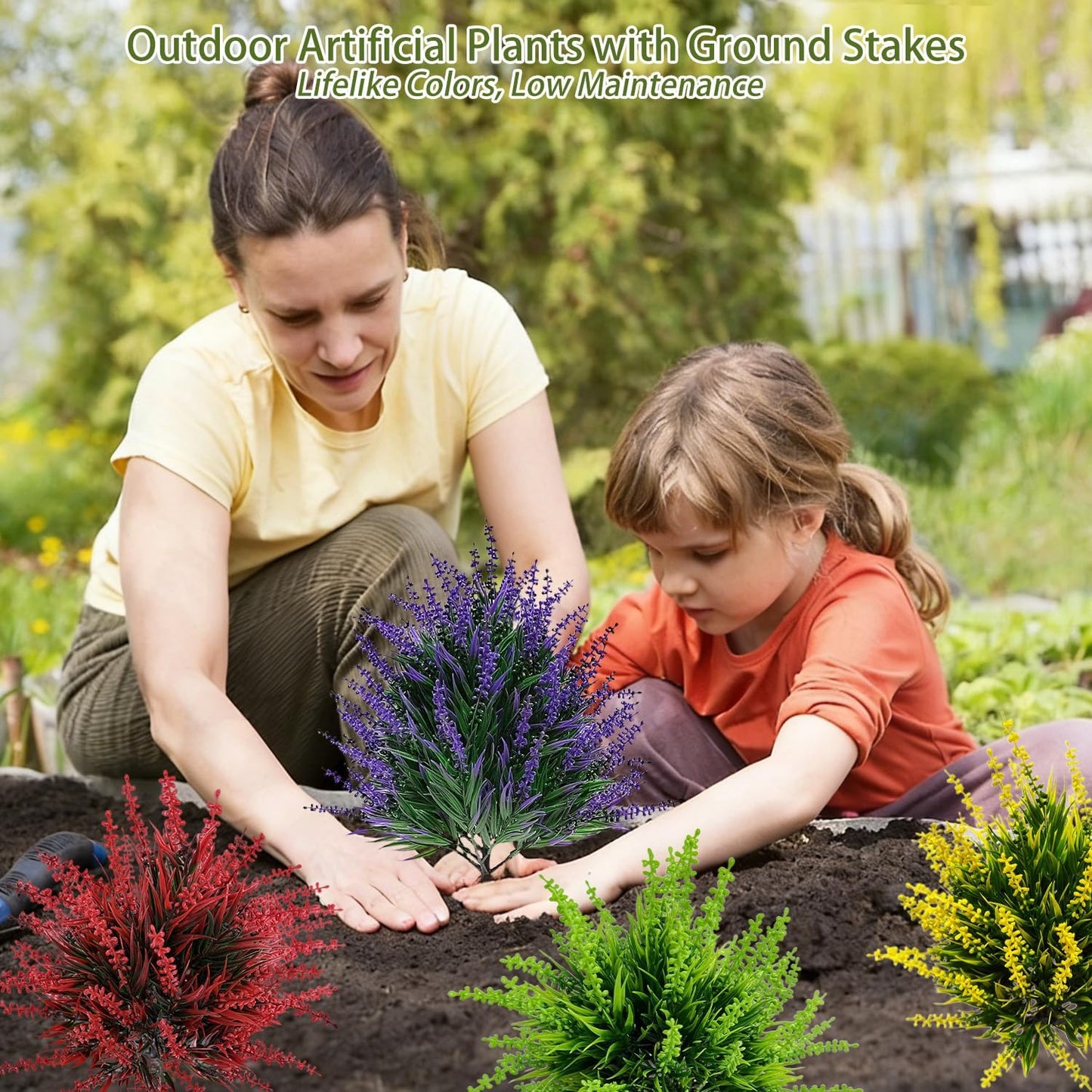 4 Pack Artificial Lavender Topiary Ball with Spike,Outdoors UV Resistant Fake Shrubs Greenery,Plastic Faux Plants Flower Bushes for Porch Yard Garden Indoor Planter Spring Decoration-Multicolor