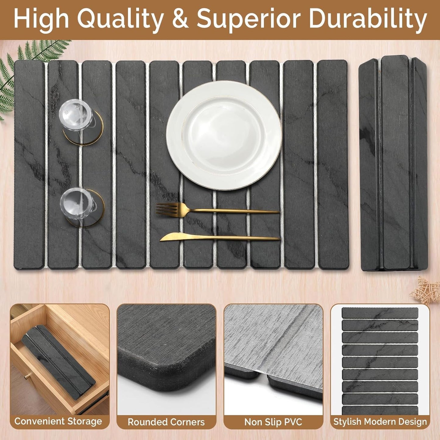 Large Stone Dish Drying Mat for Kitchen Counter, Quick Dry Stone Dishe