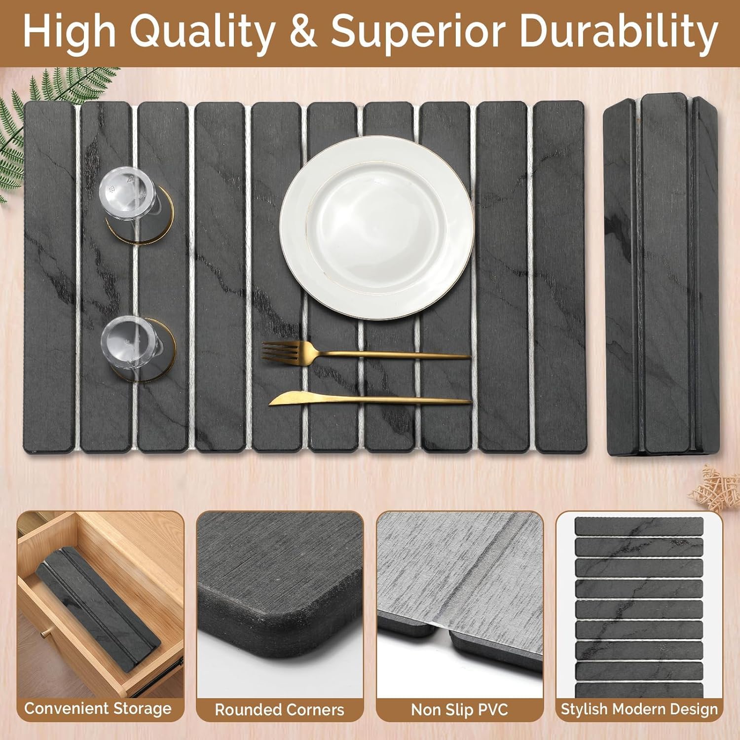 Large Stone Dish Drying Mat for Kitchen Counter, Quick Dry Stone Dishe