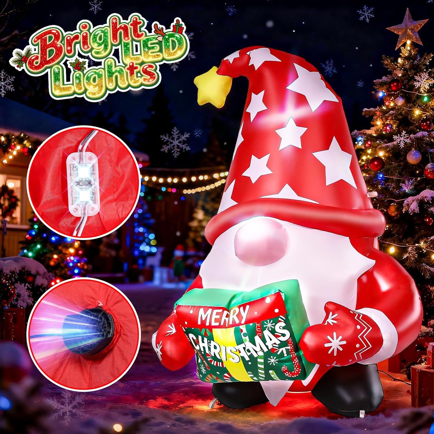 5 FT Christmas Gnome Inflatables Outdoor Decorations - Xmas Gnome Blow Up Yard Decorations with Built-in LED Lights for Holiday Party Indoor Outdoor Garden Lawn Decor