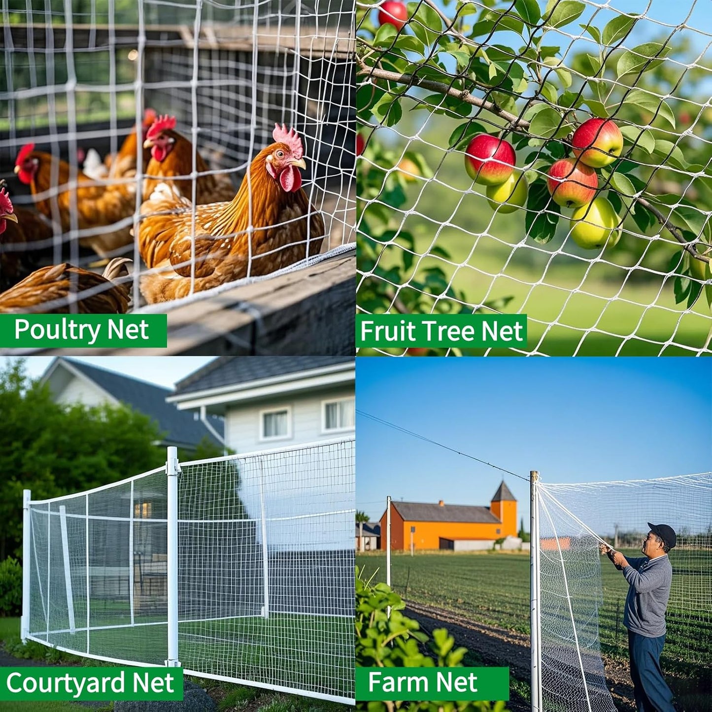 Bird Netting, 50 x 50 Feet, 1-inch Square Mesh, Heavy Duty Nylon Garde