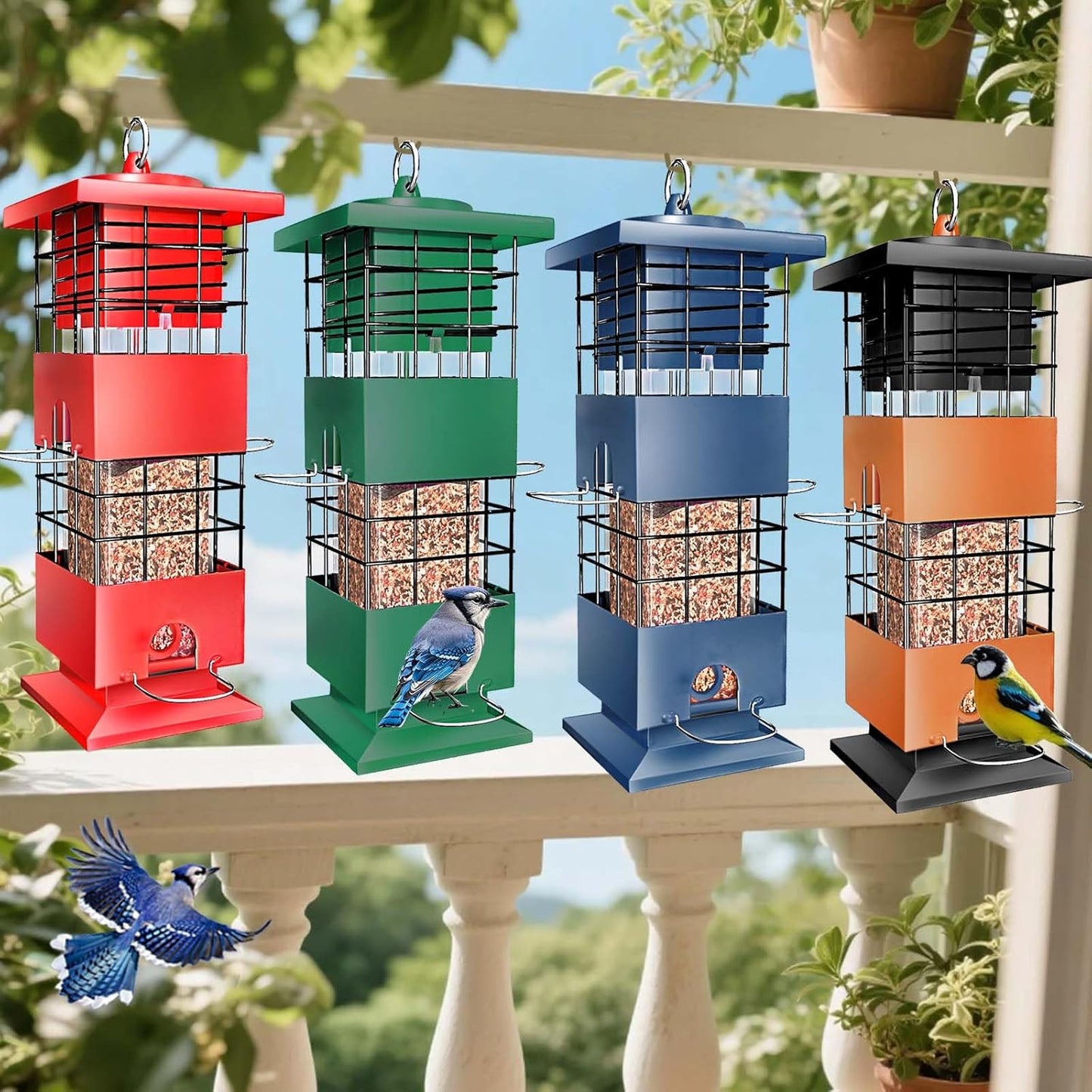 Squirrel Proof Bird Feeder,3Lbs Metal Birdfeeders Squirrel Proof with 