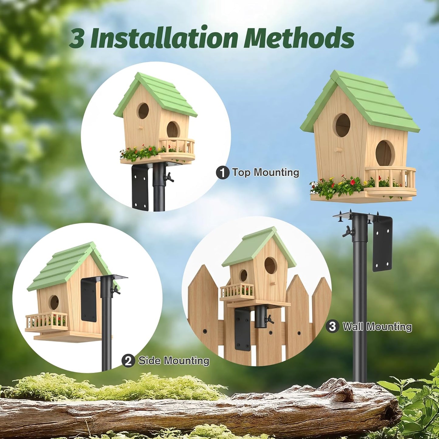 Bird Feeder Pole Kit, 79 Inch Metal Heavy Duty Bird House Pole with 5-Prong Base,Hook for Hanging Bird feeders