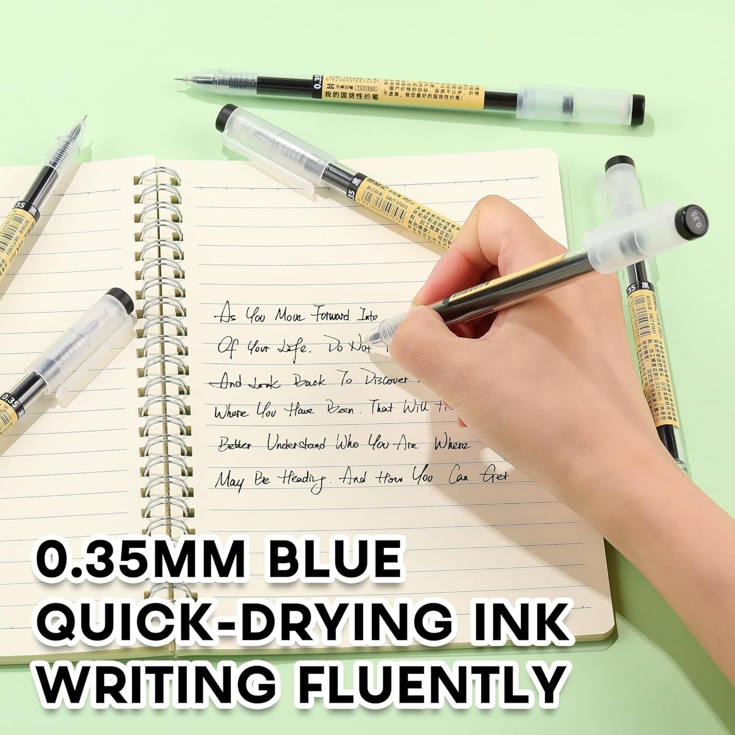 RIANCY Japanese Style Black Gel Ink Pens, 0.35mm Extra Fine Point, No 