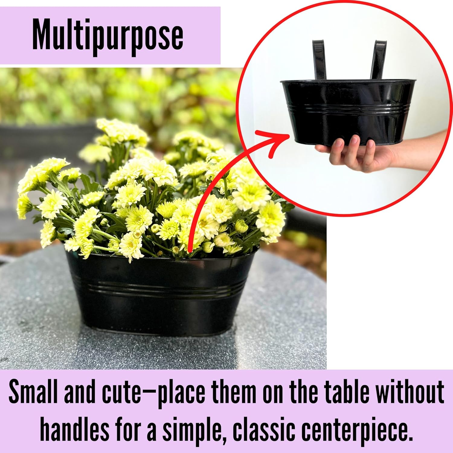 LaLaGreen Rail Planter Outdoor Plants (2 Pack, 9.8 Inch) Small and Cut