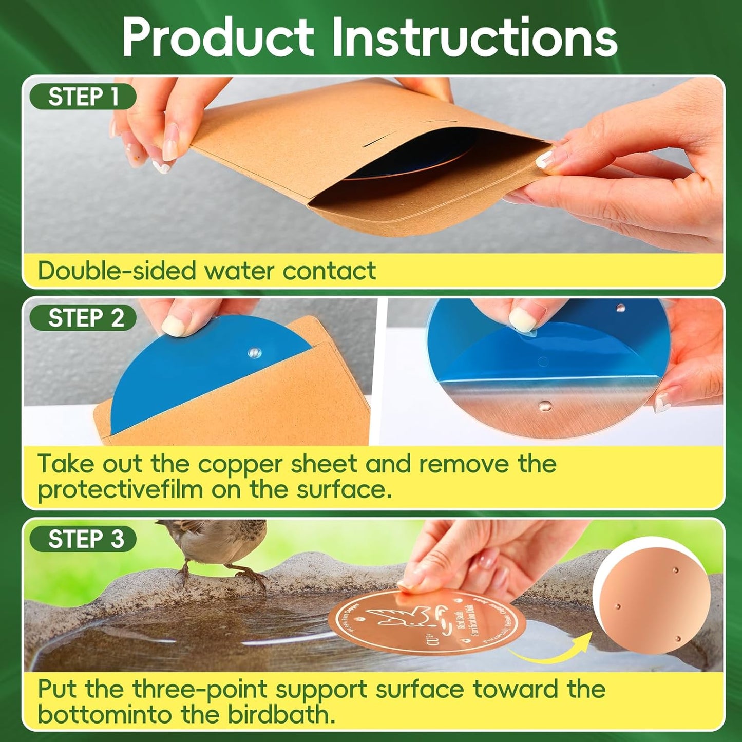 Bird Bath Copper Disk, 99.99% Pure Copper Cleaning Disk, Natural Clean