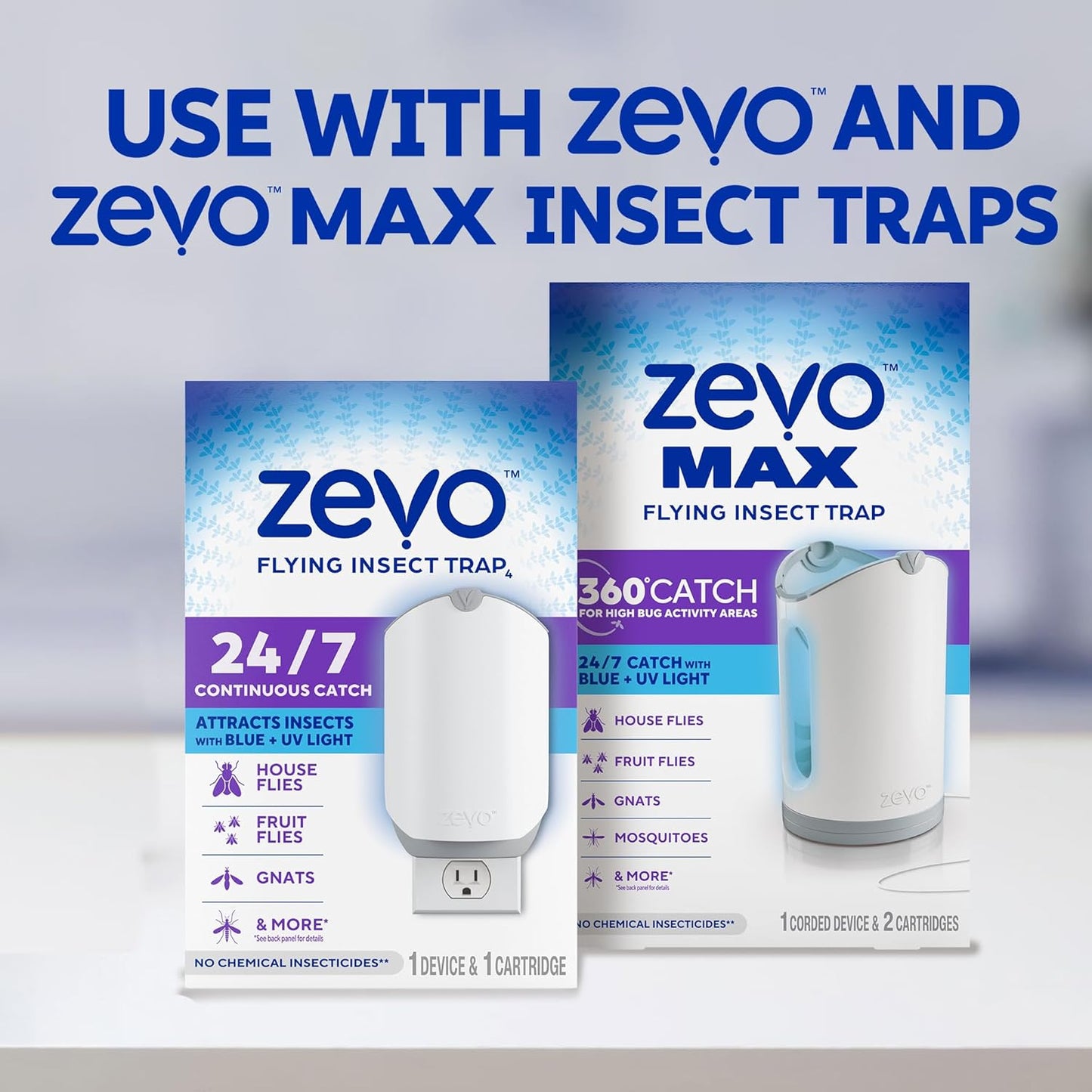 Zevo Flying Insect Trap Official Refill Cartridges - Fits Both Zevo Tr