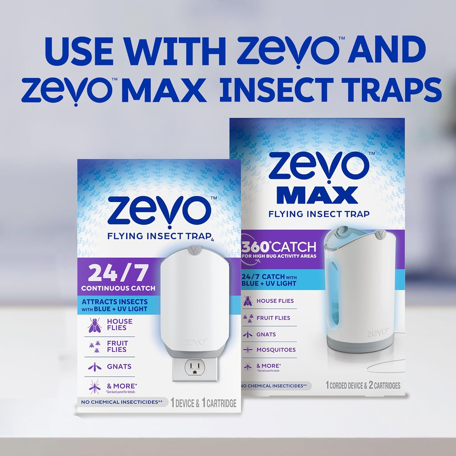 Zevo Flying Insect Trap Official Refill Cartridges - Fits Both Zevo Tr