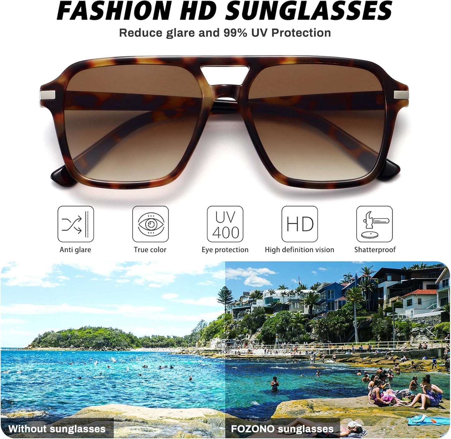 Retro Aviator Sunglasses for Women Men Trendy Classic Square 70s 80s 9