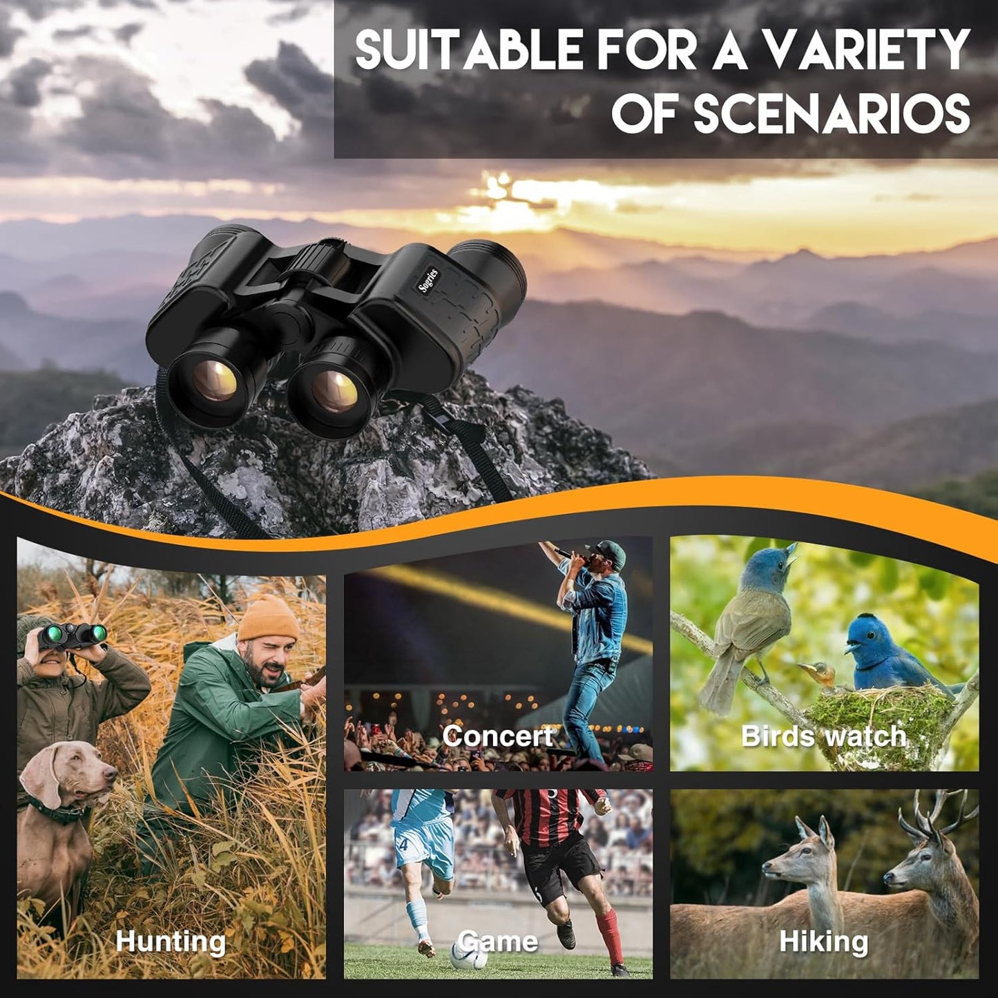8x40 HD Binoculars for Adults -Waterproof & Compact Binoculars for Bird Watching, Travel – Low Light Vision, Non-Slip Grip, Durable Optics