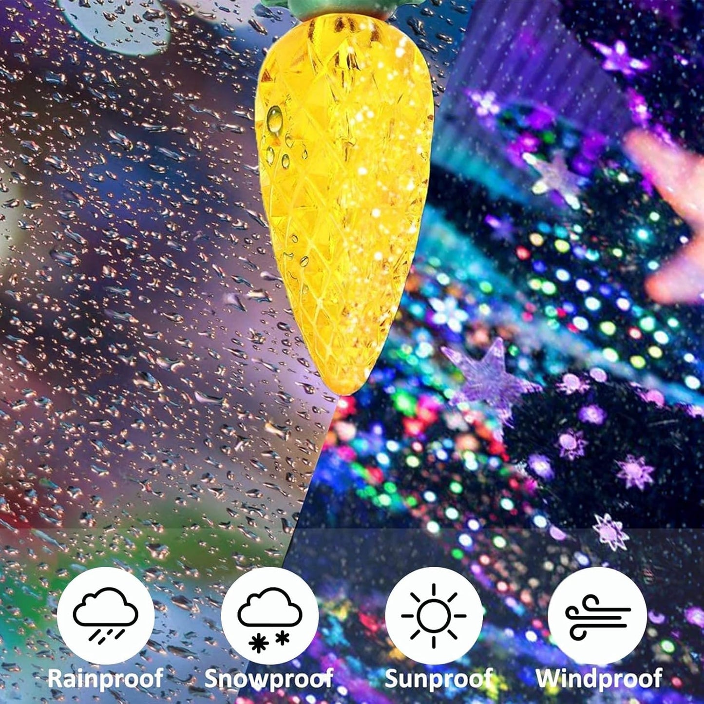 Solar String Lights Outdoor Waterproof 2 Packs, 50 LED Solar Powered Strawberry String Lights, 23FT Light up Garden Decor, 8 Modes Fairy Lights for Garden, Patio, Cafe and Camping