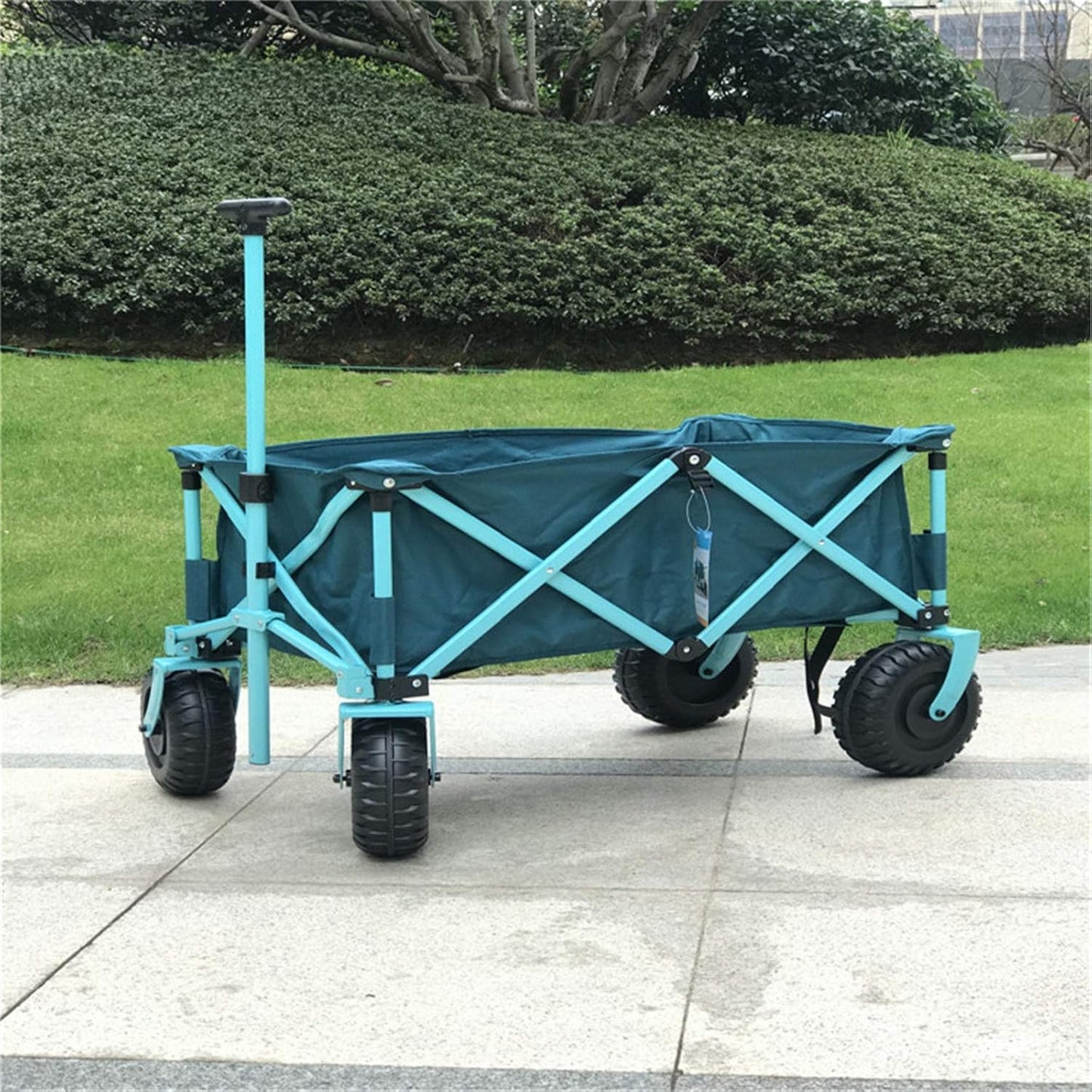 Garden Carts Outdoor Camping Trolley Waterproof Picnic Camping Car Portable Folding Four-Wheel Beach Hand Trailer Outdoor Trolley (Color : Green, Size : One Szie) (Green One szie)
