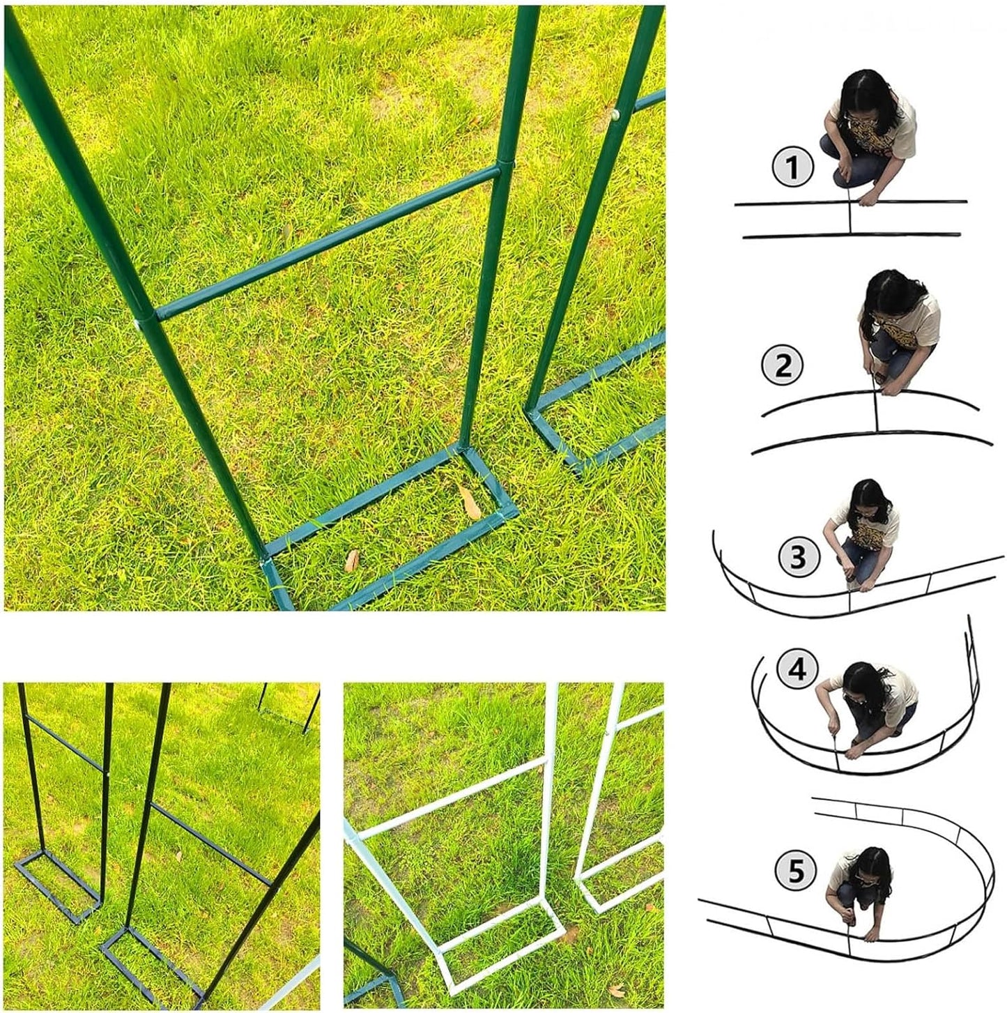 Metal Garden Arch Trellis for Climbing Plants, Outdoor Flower Archway for Roses, Black 1.8m, Perfect for Backyard, Lawn, Patio, Wedding & Party Decorations