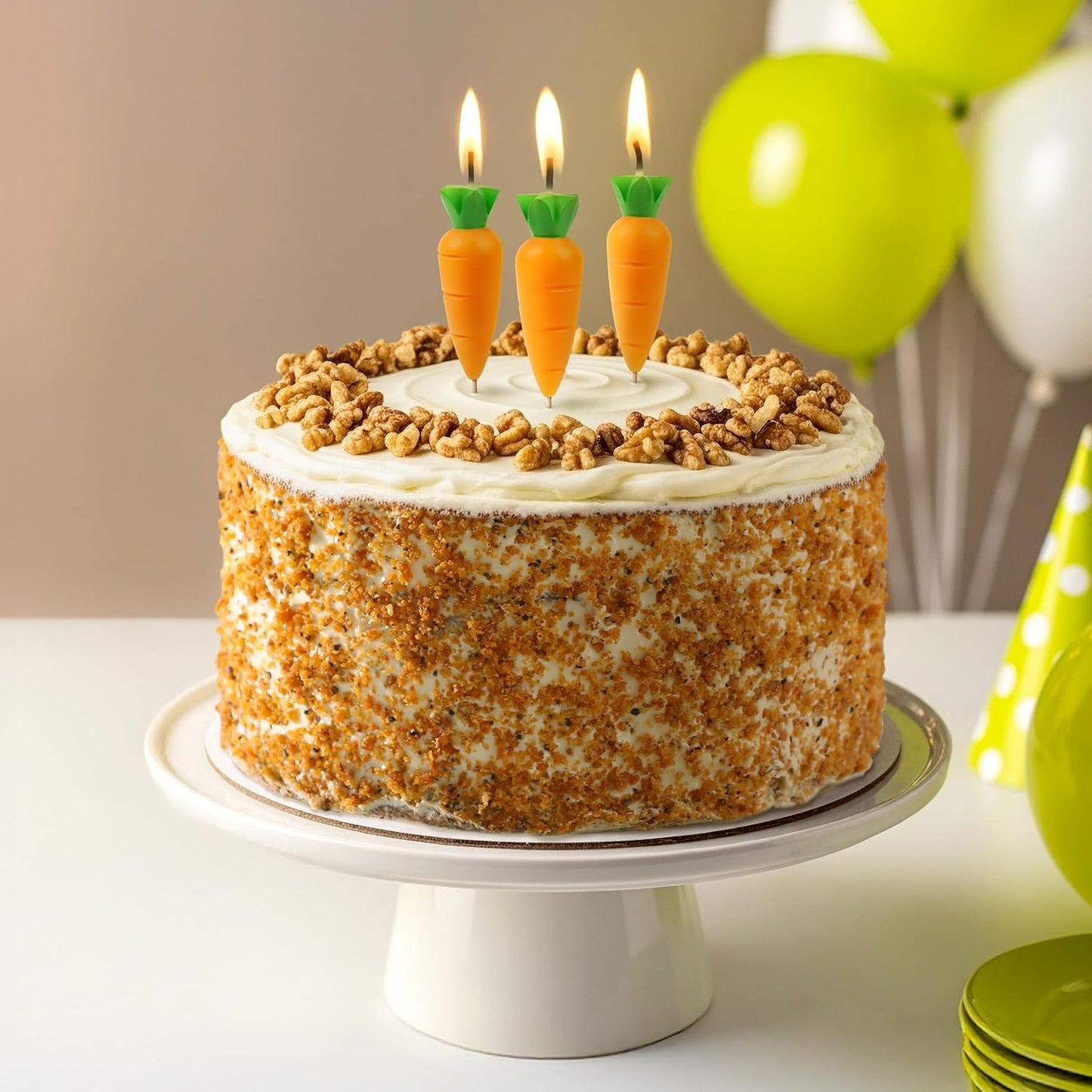 Genuine Fred Garden Party Carrot Candles, Set of 6 Carrot Party Candles, 2.4 Inch Tall, Spring Cake Toppers and Food-Themed Celebration Decor