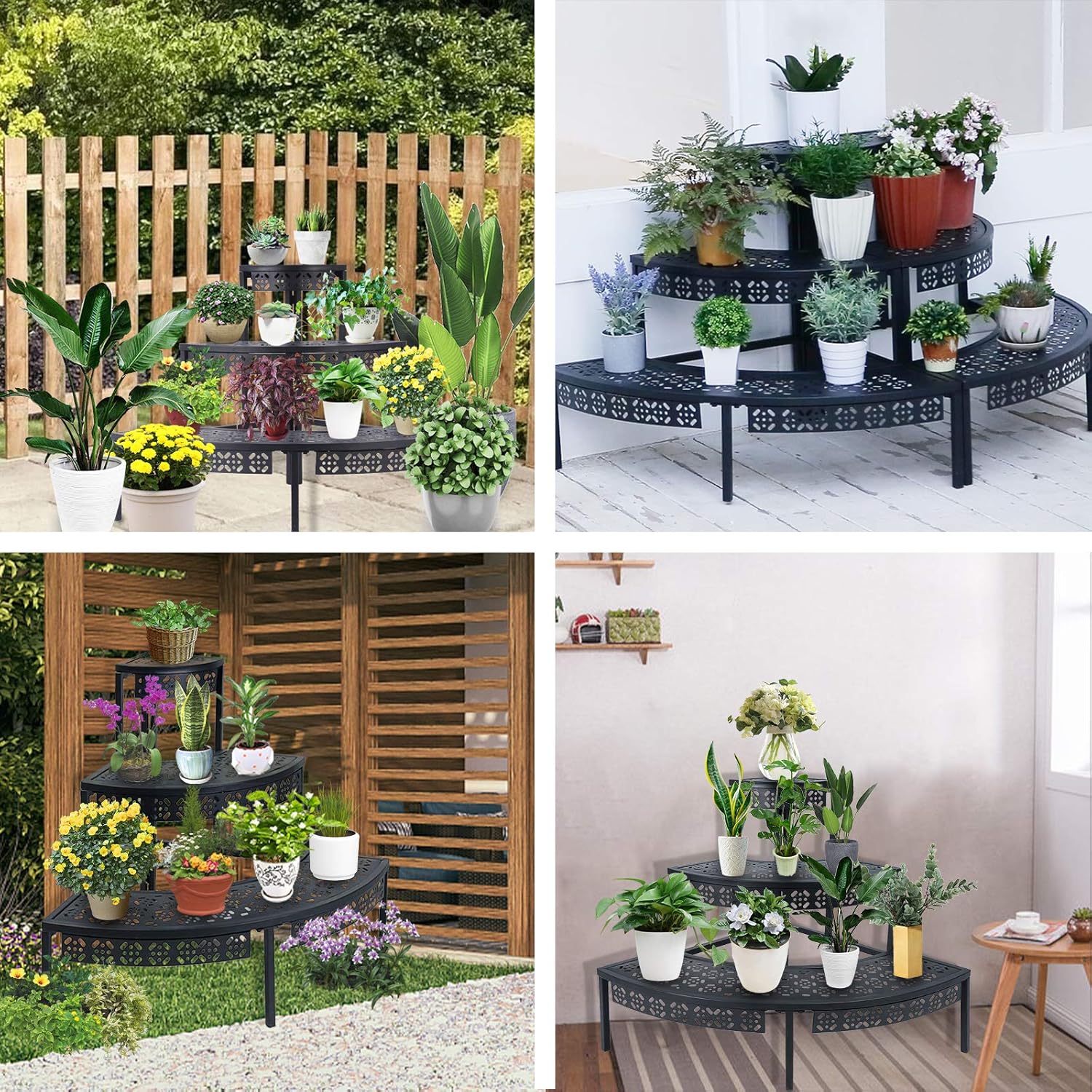aboxoo 3 Tier Plant Stand Flower Pot Rack, Metal Stair-Step Style Corn