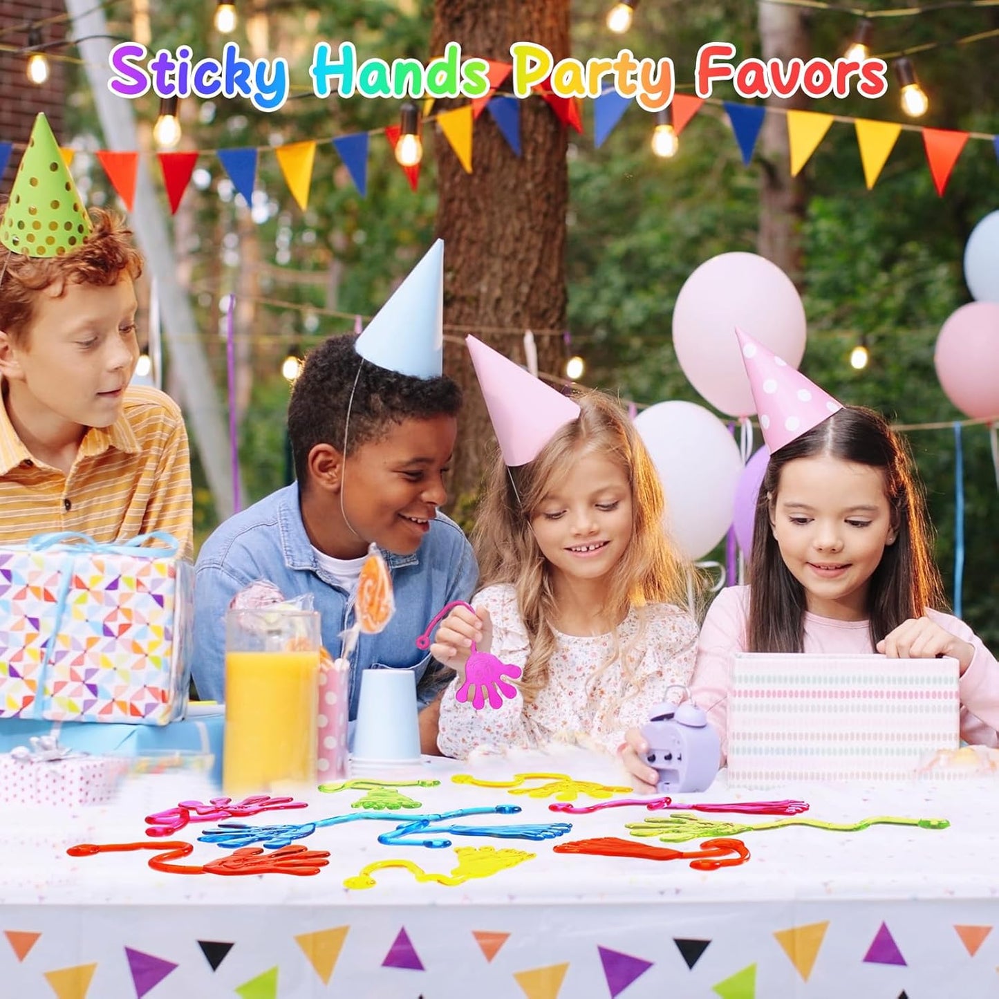 PICcircuit Sticky Hands Bulk 30 PCS Party Favors for Kids 4-8,8-12 Year Stretchy Sticky Hand Feet Goodie Bags Stuffers for Kids Classroom Prizes Easter Basket Stuffers Birthday Trinkets Slap Hand