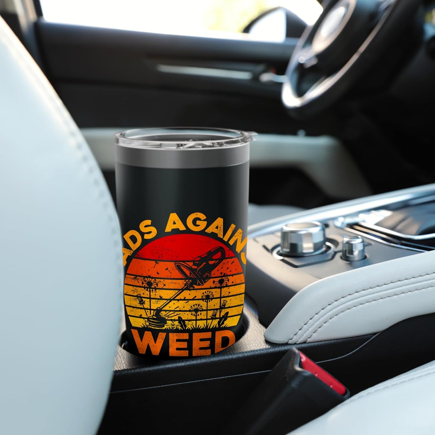 Dads Against Weed Lawn Care Funny Gardening Mowing Design Stainless Steel Insulated Tumbler