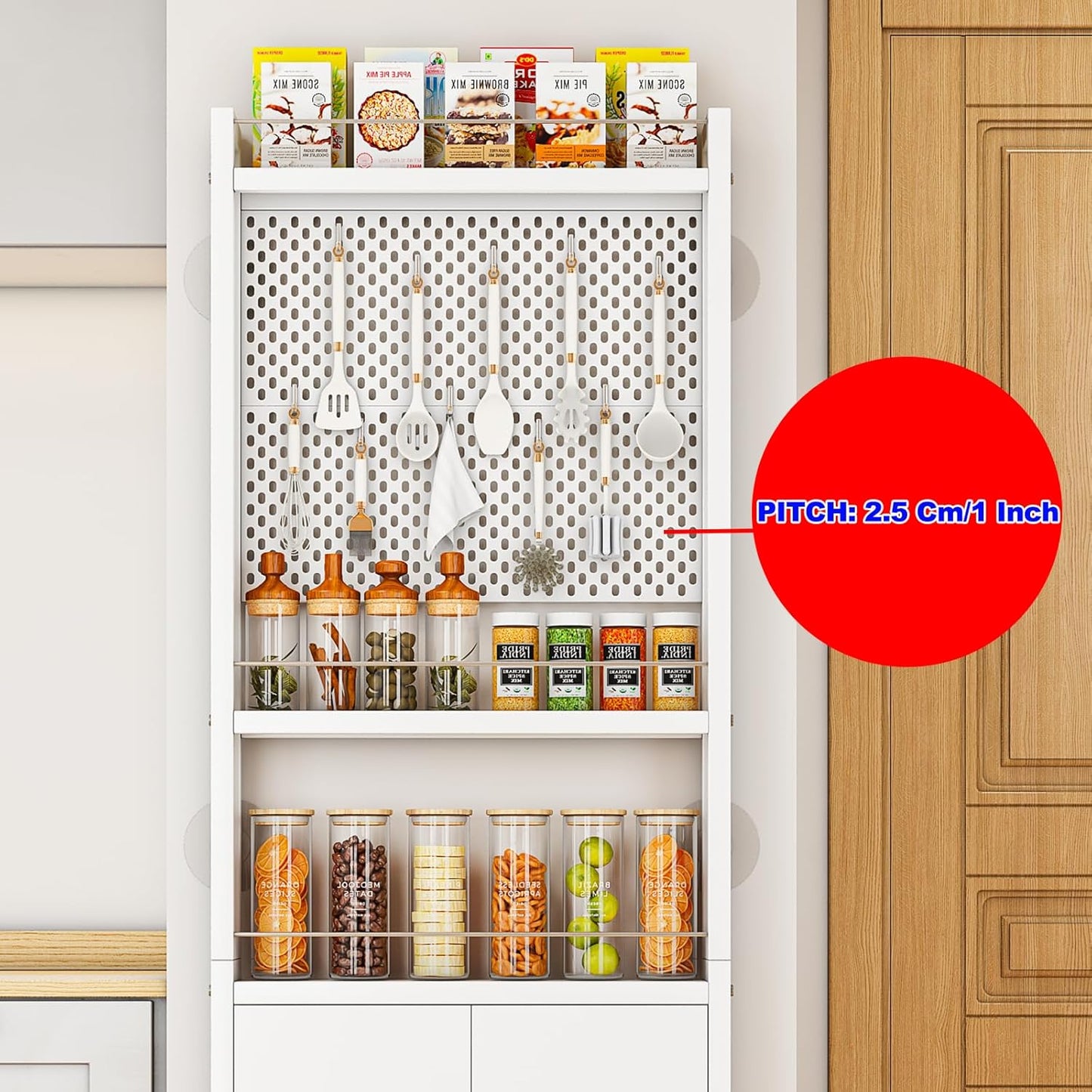 ABCOOL Behind Door Organizer Cabinet Shelf Rack, 2 Pegboard Panels for Garage and Garden Tool Storage, Tall Floor Standing Metal Organizers