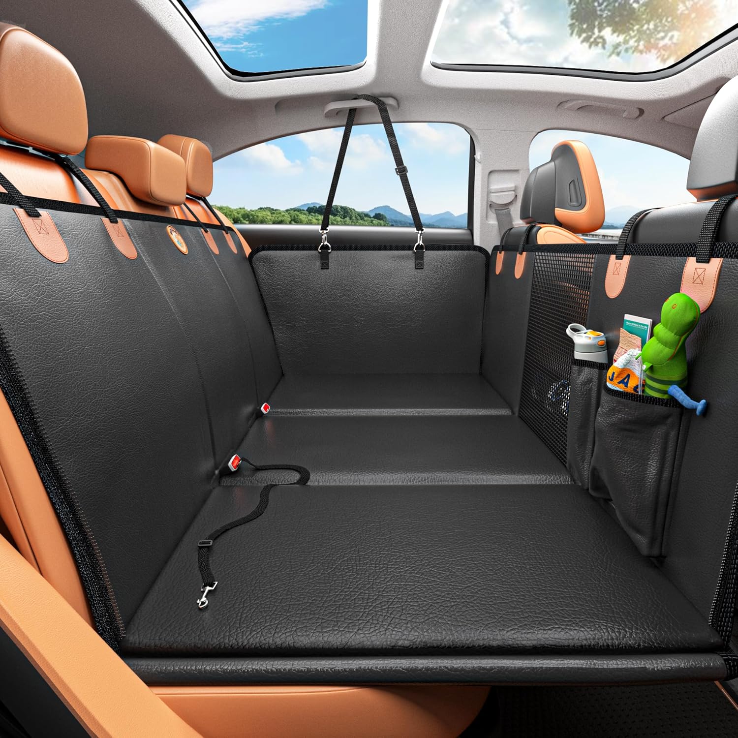 Back Seat Extender for Dogs, Waterproof Dog Car Seat Cover for Back Se