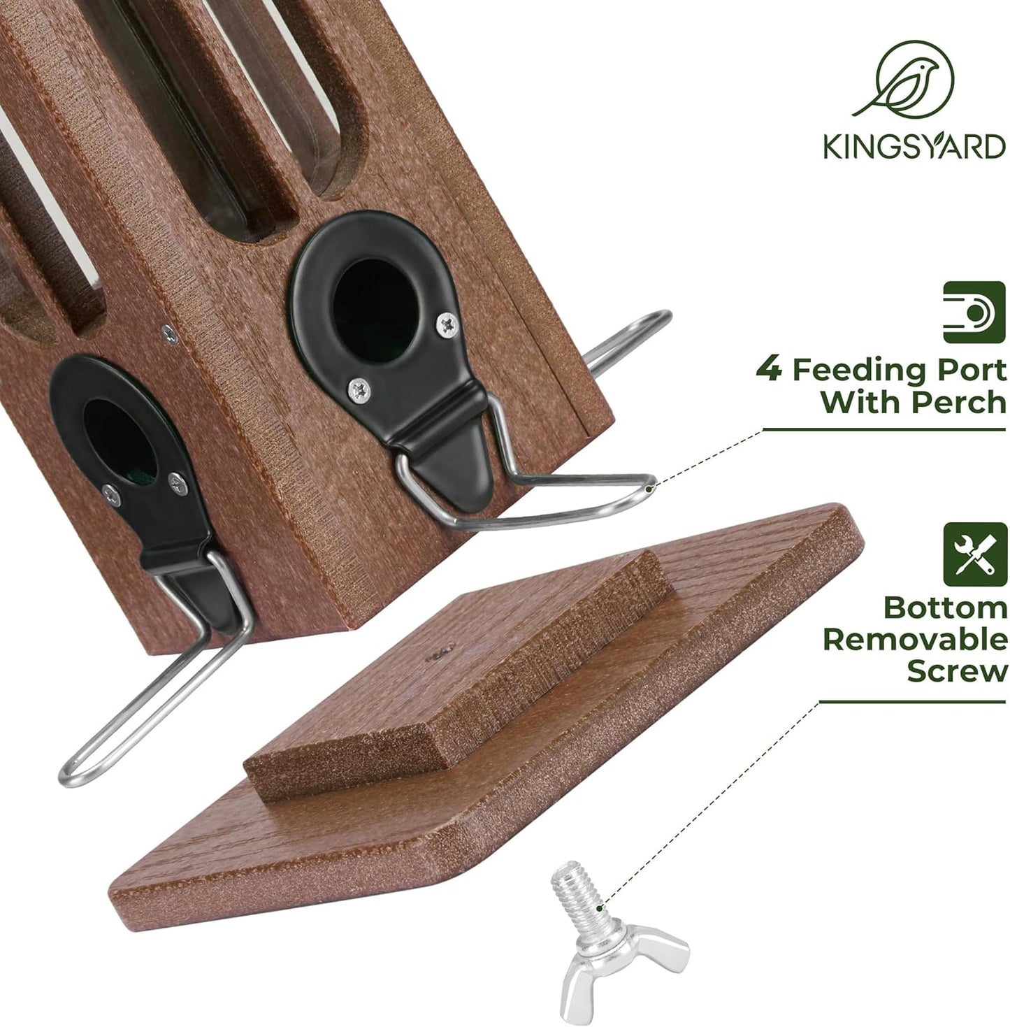 Kingsyard Rainproof Bird Feeder for Outdoor Hanging - Recycled Plastic