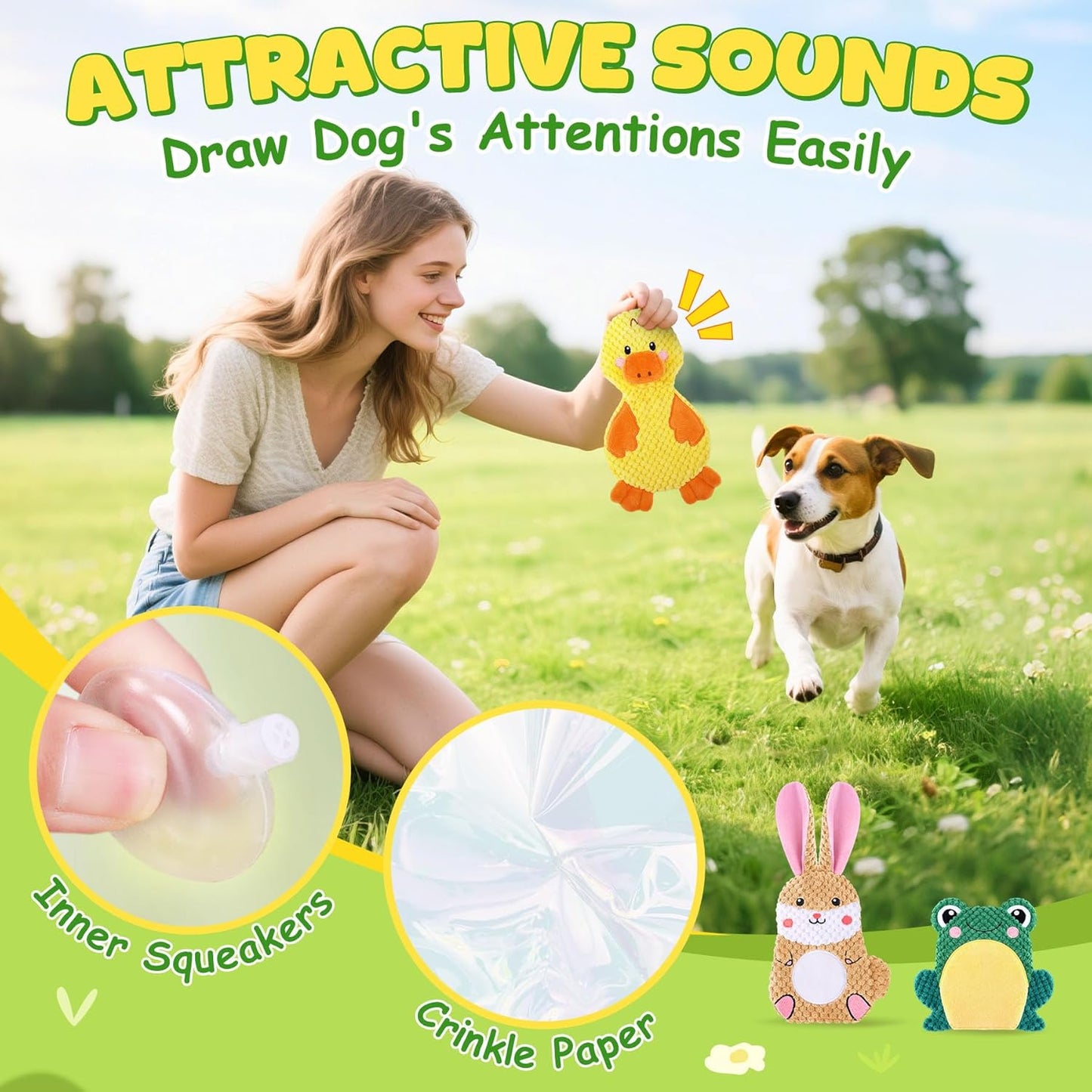 XIUGOAL Dog Toys to Keep Them Busy, 3 Pack No Stuffing Interactive Dog