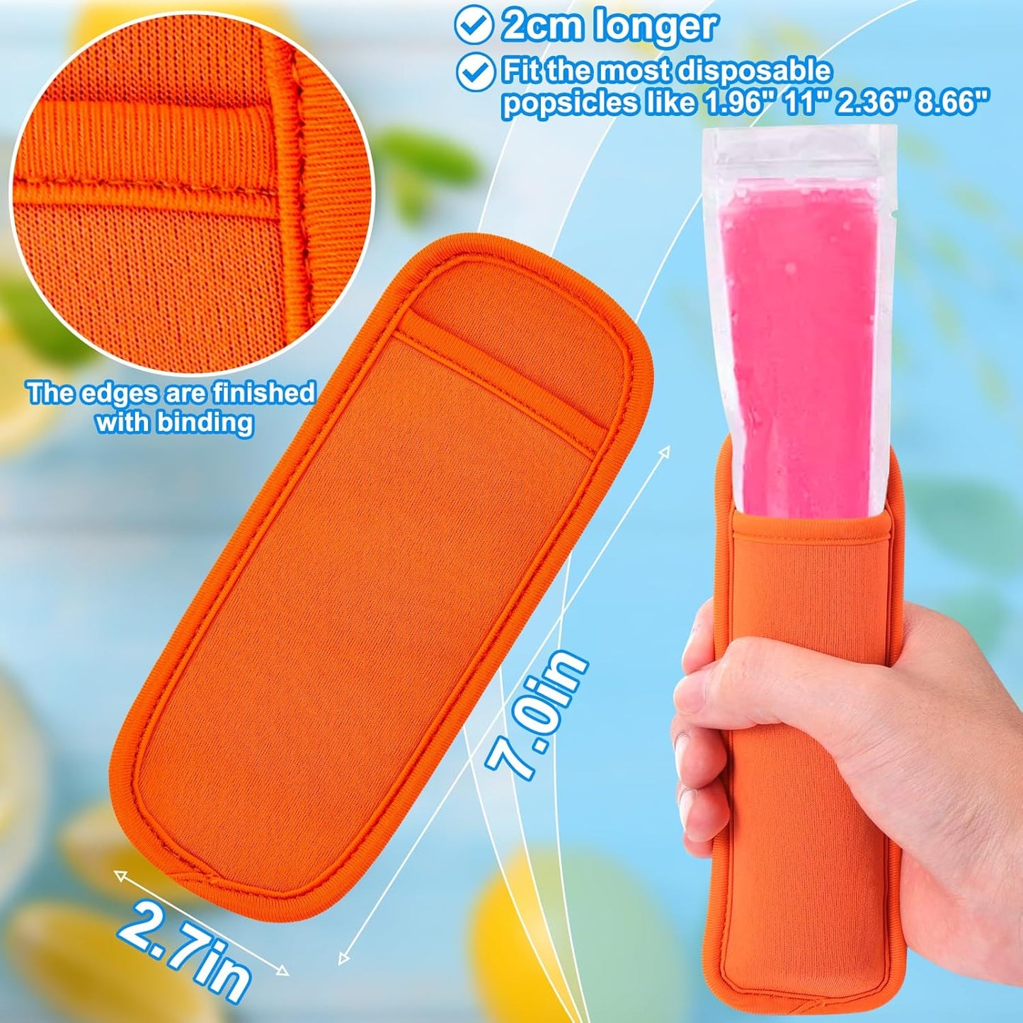 AIERSA 8pcs Popsicle Holders and Ice Pop Sleeves Set for kids No Drip, Silicone Popsicle Holder with Straw and Reusable Neopreneee Freeze Popsicle Sleeves for Toddlers Mess Free, No Freezing Hands