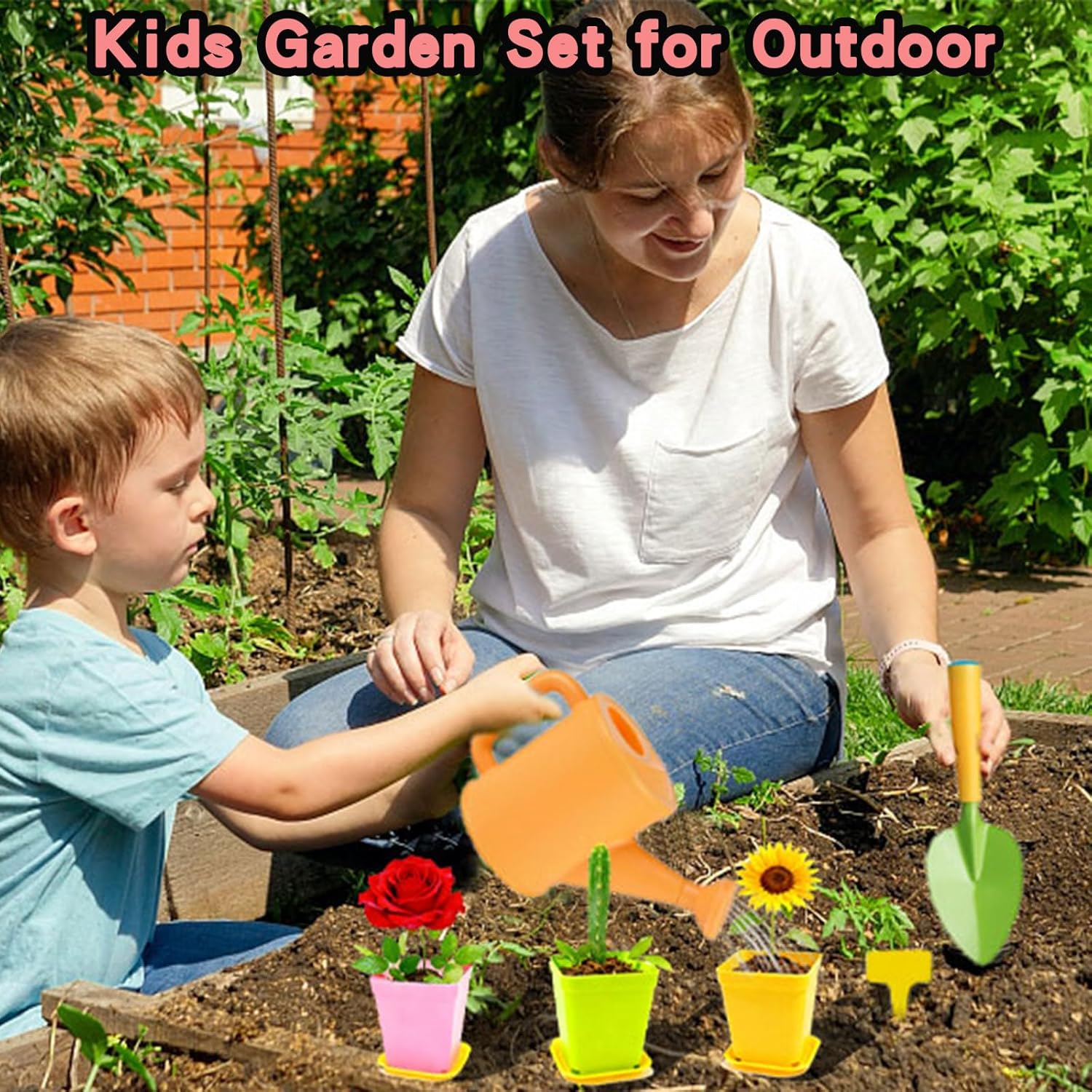 Kids Gardening Tools Set, 13 Pcs Gardening Kit with Apron & Tote Bag, 