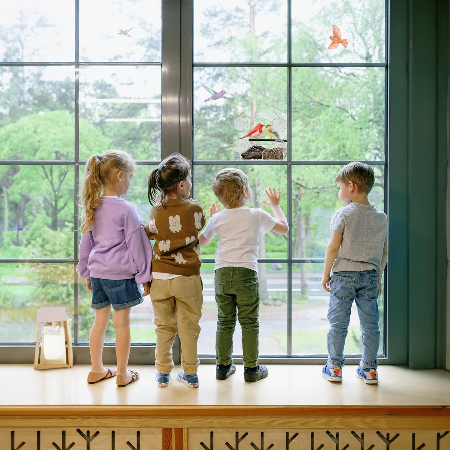 Acrylic Window Bird Feeder with 4 Strong Suction Cups, Clear and Trans