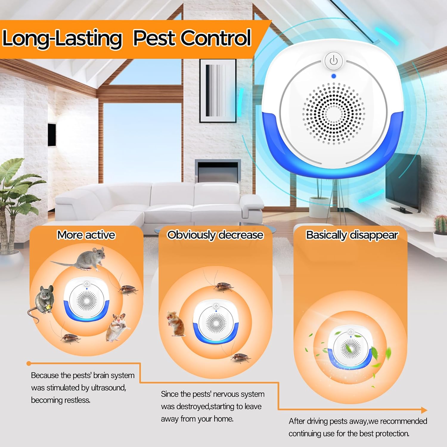 2026 Upgraded Ultrasonic Pest Repellent Indoor Insect Repeller, Pest C