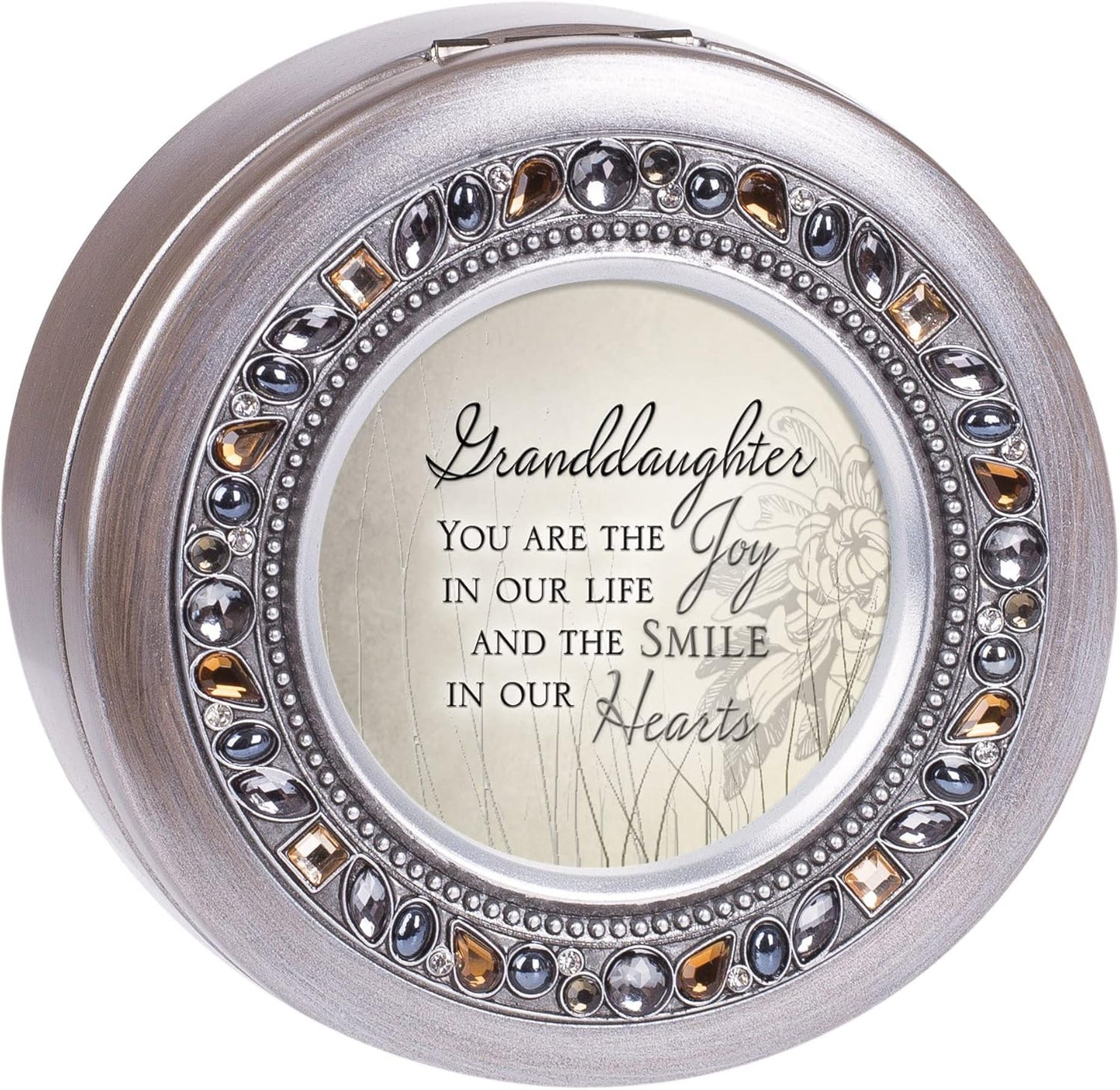 Cottage Garden Granddaughter The Joy and Smile Brushed Silver Round Je