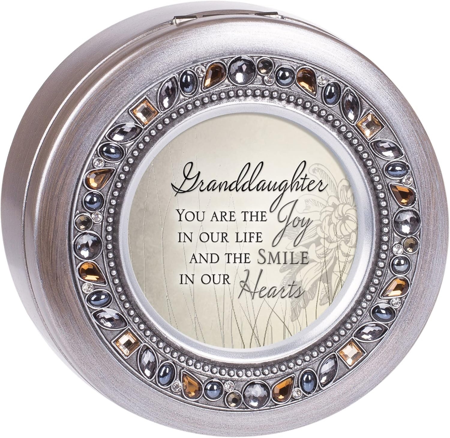 Cottage Garden Granddaughter The Joy and Smile Brushed Silver Round Je