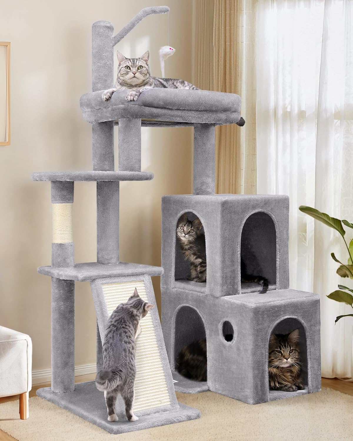 Globlazer Cat Tower for Indoor Adult Cats, 50-inch Heavy Duty Cat Tree