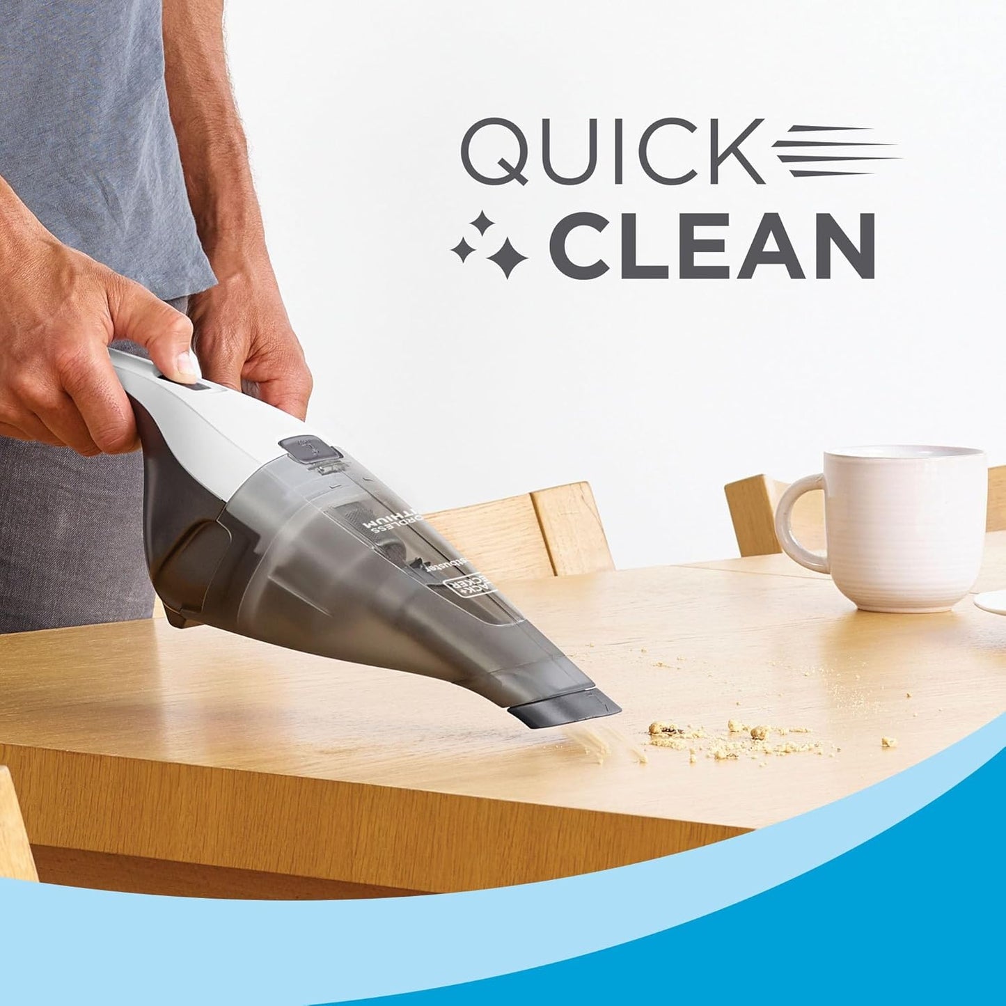BLACK+DECKER dustbuster Cordless Handheld Vacuum, Portable Car Vacuum Cordless Rechargeable, Wall Mount, Strong Suction QuickClean (HNVC215B10)