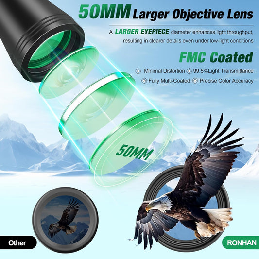 Binoculars for Adults High Powered, Military HD Professional/Daily Waterproof 20x50 Binoculars for Bird Watching Travel Hunting Football Games Stargazing with Carrying Case & Strap