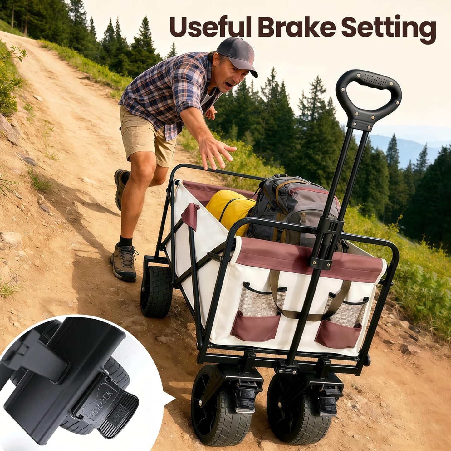 Collapsible Wagon with Thickened Wheels,Bear 560lbs Folding Heavy Duty