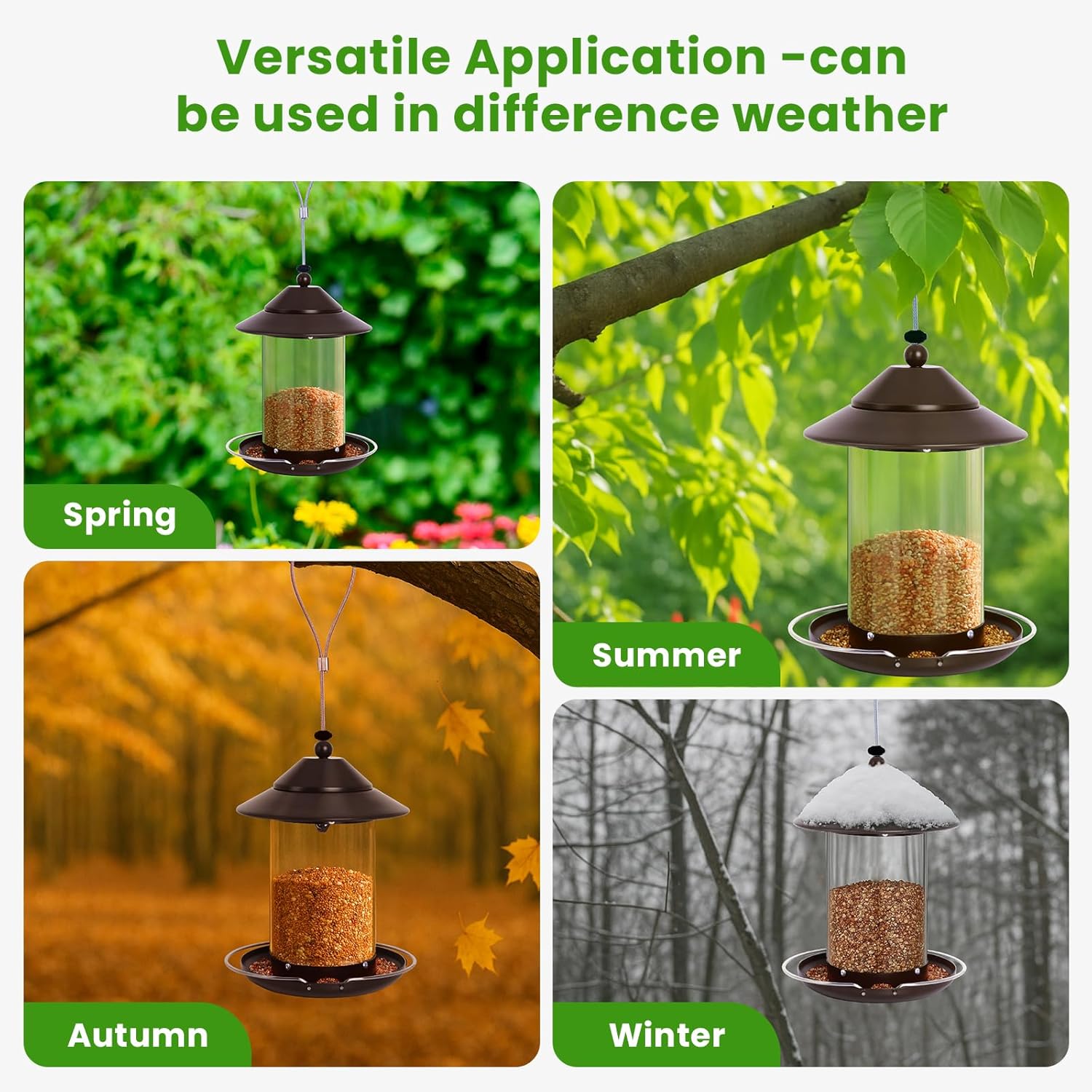 Bird Feeder for Outdoors Hanging, 5LB Capacity Metal Metal Feeder, 360