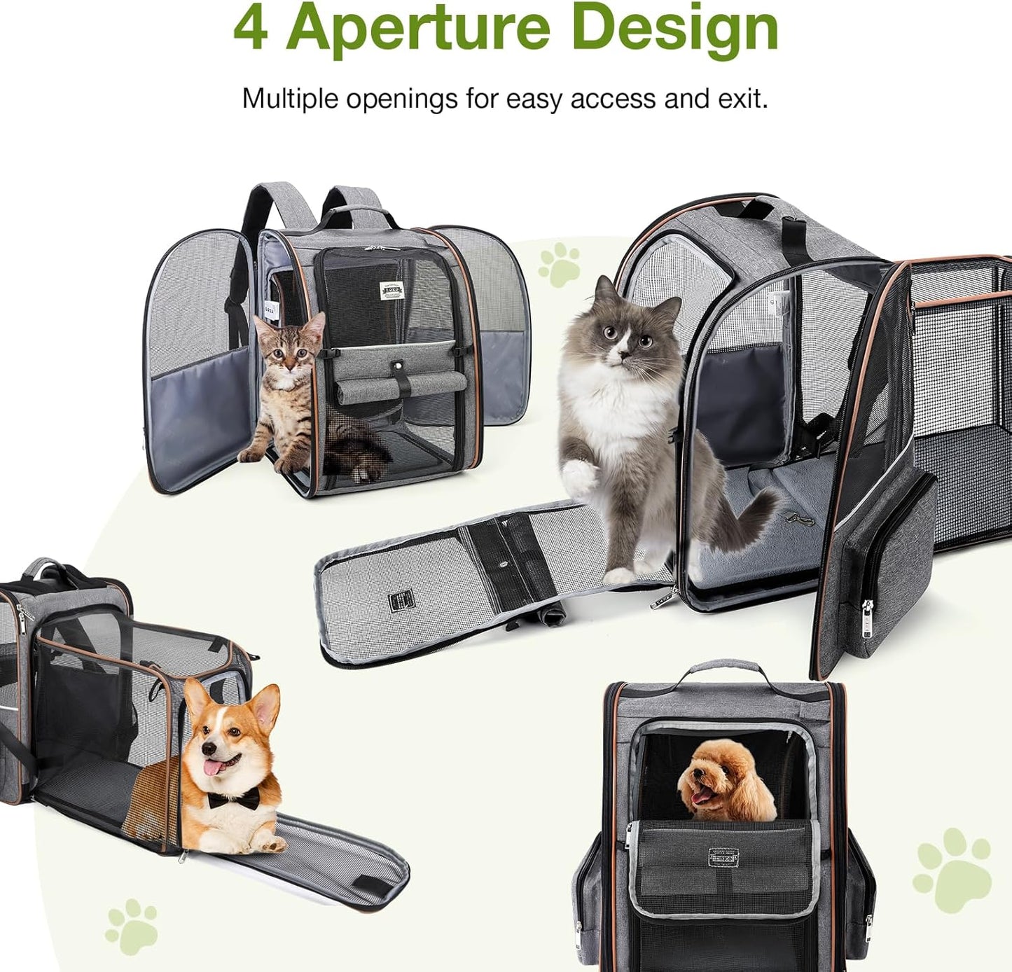 Lekebobor Cat Carrier Backpack, Expandable Pet Carrier with Sun Shade 