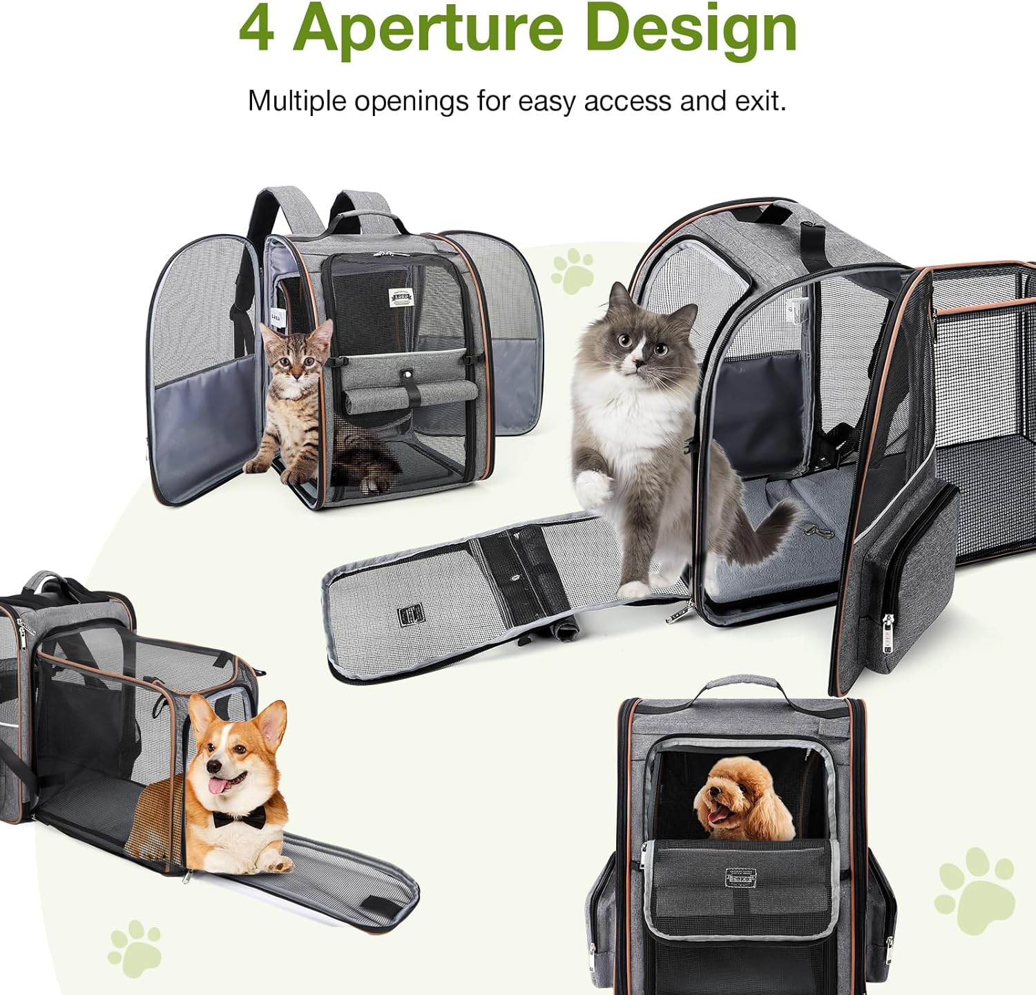 Lekebobor Cat Carrier Backpack, Expandable Pet Carrier with Sun Shade 