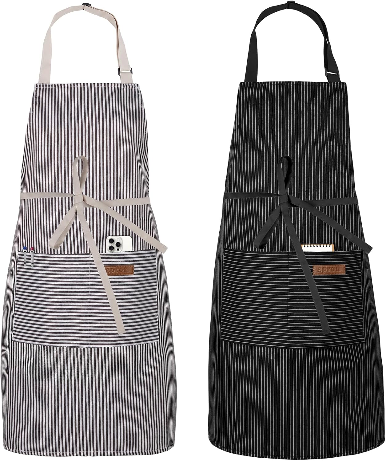 2 Pack Apron, Cooking Kitchen Aprons, Adjustable Bib Apron with 2 Pock